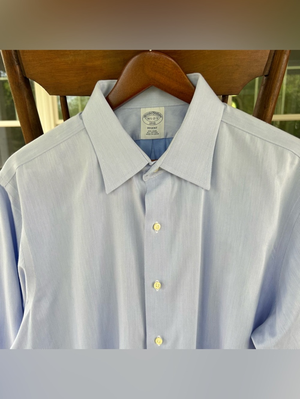 Brooks Brothers 1818 Regent Fit Mens Long Sleeve Button Up Shirt Blue 16.5 - 2/3